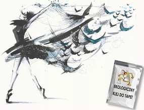 Fotótapéta Flizelina Művészet Absztrakt Lány Madarak 100x75 ragasztó