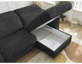 Fekete kinyitható sarokkanapé (variálható) Achille – Bobochic Paris