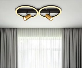 Globo 57033-2 Fali lámpa fém fekete matt, fém sárgaréz matt, műanyag fehér, HxSzxM: 600x300x155mm, LED 24W 230V, 2850lm forrás, 1400lm kimenet, 3000K, 2x GU10 LED 5W 230V izzók nélkül