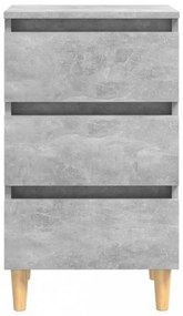 2 db betonszürke éjjeliszekrény tömör fa lábakkal 40x35x69 cm