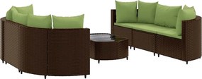vidaXL 7 részes barna polyrattan kerti ülőgarnitúra párnákkal