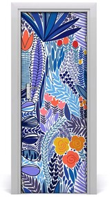 Poszter tapéta ajtóra trópusi virágok 75x205 cm