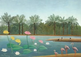 Reprodukció Flamingos, 1910, Rousseau, Henri J.F. (Le Douanier)