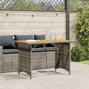 szürke polyrattan falapos kerti asztal 110x68x70 cm