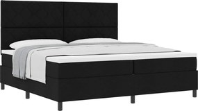 vidaXL Boxrugós ágy matracmal fejtámlával Fekete 200 x 200 cm szövet