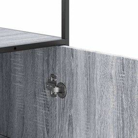 Highboard szürke sonoma 68x35x139 cm gépelt fa és fém
