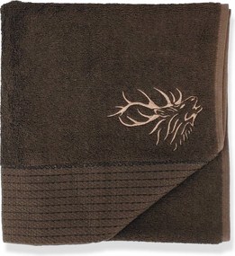 Barna bambusz törölköző hímzéssel vadásznak ajándékba 100x50cm