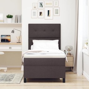 Box Spring Ágy Matrac Sötétbarna 90x200 cm Szövet