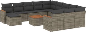 vidaXL 13 részes szürke polyrattan kerti ülőgarnitúra párnákkal