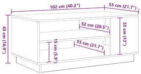 Fekete Tölgy Coffee Table 102x55x43 cm Mérnöki Fából készült