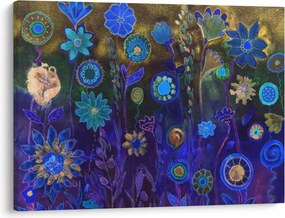 Sötétkék virágok képe (70x50 cm)
