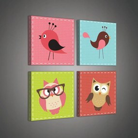 Våszonkép 50x50 Aranyos madarak baglyok ållatok rajzfilmek gyerek vidåm