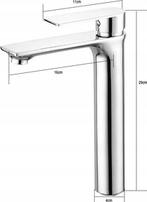 Fürdőszobai csaptelep króm magas csaptelep 24x16cm
