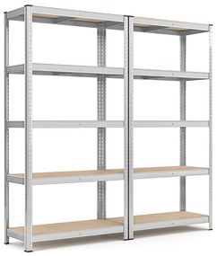 5-szintes acél polcrendszer, 2 db, ezüst