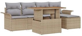 vidaXL Kerti Kanapé Szett tárolóval 6 pcs Bézs Poli rattan