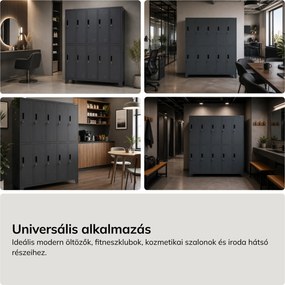 Antracit, 10 ajtós öltözőszekrény, 1360x1720x450 mm: BARTEK