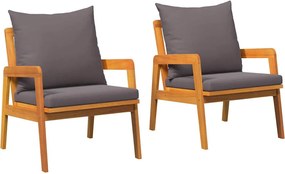 vidaXL Kerti Szék párnával 2 pcs Olaj Természetes Tömör Akácfa