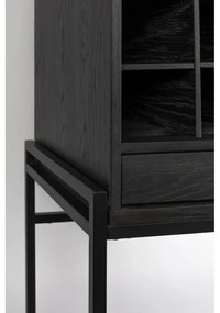 Fekete tölgyfa bortartó szekrény, palackok száma 20, 89x181 cm Travis – Zuiver