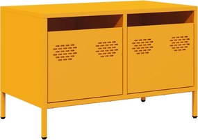 vidaXL mustársárga hidegen hengerelt acél TV-szekrény 68x39x43,5 cm