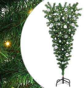 Fejlődés lefelé álló műfenyő világítással és gömbökkel 150 cm