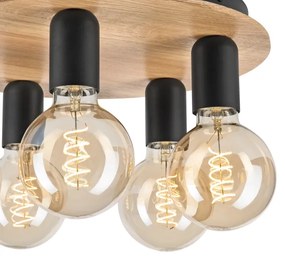 Mennyezeti lámpa DUSTY 5xE27/15W/230V átm. 34 cm tölgy/fekete