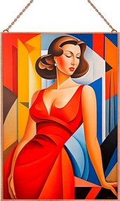 Art Deco lady 3 üvegkép, falikép