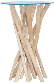 tömör tíkfa dohányzóasztal üveglappal 35 x 35 x 50 cm