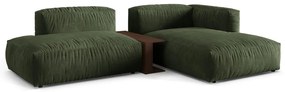 Zöld bársony moduláris sarokkanapé (jobb oldali-heverő résszel) Martina – Micadoni