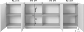 Asha komód 200 cm négyajtós - artisan / fekete matt