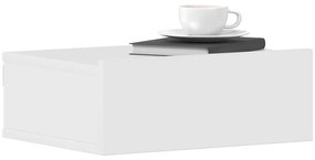 2 db magasfényű fehér szerelt fa függő éjjeliszekrény 40x30x15