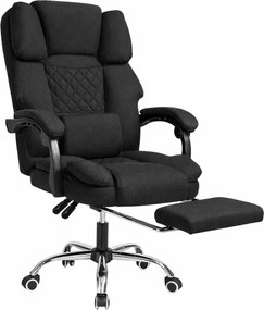 Ergonómikus irodai szék lábtartóval és masszázzsal - fekete szövet