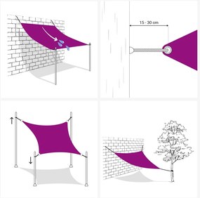 Terrakotta négyzet alakú oxford-szövet napvitorla 5 x 5 m