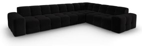 Fekete bársony sarokkanapé (jobb oldali) Kendal – Micadoni Home