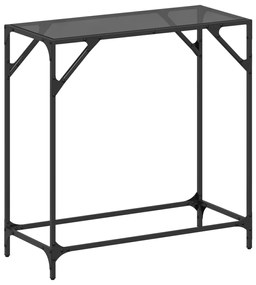 acél tálalóasztal fekete üveglappal 80 x 35 x 81 cm