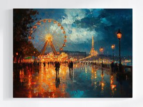 Poszter Város Párizs Éjszaka Lunapark Óriáskerék 100x75