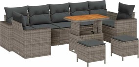 vidaXL Kerti Kanapé Szett 10 pcs Szürke polirattan