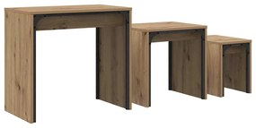 Fészkelt Kávézó Asztal 3 pcs kézműves tölgy 60 x 35 x 56 cm