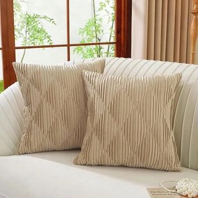 Dekoratív párnahuzat 45x45 cm bézs színben 2 db