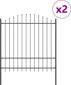 vidaXL Kerti Kerítés 2 pcs Szürke 170 x 215 cm Porszórt acél