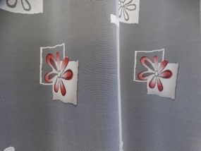 Mg Függöny 125/809 Fehér virágos bordó 400x160cm Kész Szalaggal M