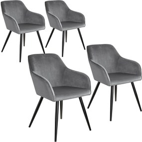 TecTake GmbH 404035 marilyn bársony hatású székek - szürke - fekete, 4 darabos készlet