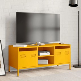 mustársárga hidegen hengerelt acél TV-szekrény 101,5x39x43,5 cm