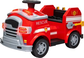 AIYAPLAY Gyerek Elektromos Autó 6V - Gyerek Autó Zenével, Dallammal, Fényekkel, Lassan Indul, Tűzoltó Autó 3 km/h, 3-5 Éves Gyerekeknek, Piros | Aosom