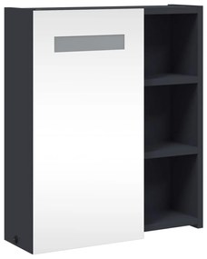 szürke tükrös fürdőszobaszekrény LED-del 45 x 13 x 52 cm