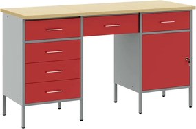 vidaXL Munkaszekrény 3 pcs Piros 150 x 55 x 85 cm Műszaki fa és acél