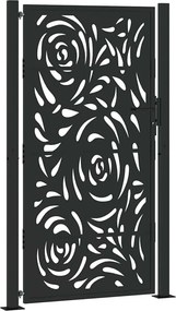 vidaXL fekete acél kerti kapu lángmintával 100x175 cm