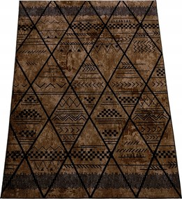 Szőnyeg 120x160 Csúszásgátló Barna Geometrikus Azték Nappali