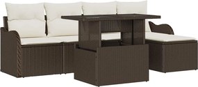 vidaXL Kültéri Ülőgarnitúra párnával 6 pcs Barna Poli rattan