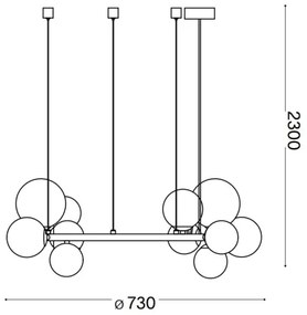 Ideal Lux - LED Csillár zsinóron PERLAGE 11xG9/3W/230V átm. 73 cm fekete/füstös