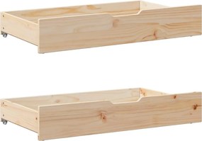 vidaXL 2 db tömör fenyőfa ágy alatti fiók kerékkel 90 x 55 x 17 cm